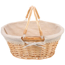 Light Brown Woven Storage Basket with Handle