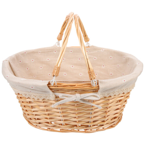 Light Brown Woven Storage Basket with Handle