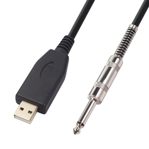 USB-guitarkabel, 6,35 mm mono-han til USB-han-interfaceadapter til elektrisk guitar, bærbar computerindspilning og sang