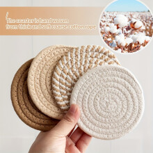 Lot de 4 sous-verres absorbants, sous-verres minimalistes en coton avec doublure non tissée pour la décoration de table basse et d'intérieur
