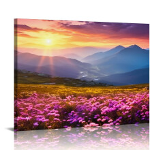 Toile artistique d'automne de Purple Mountain, paysage de fleurs sauvages,