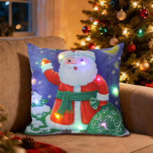 Coussin LED de Noël avec modes d'éclairage clignotant et fixe, imprimé peluche, coussin de canapé idéal pour les fêtes et la décoration