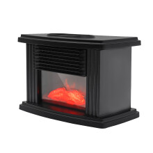 1000W Mini Electric Fireplace,3D Flame Fireplace Stove Heater with Fast Heating System, Temperature Adjustable (Black)