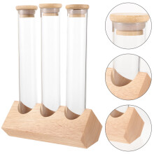 Kaffeebohnen-Präsentationsständer aus Holz mit 4 Glasröhrchen