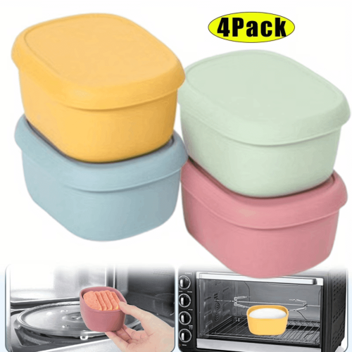 Silicone Food Containers 7oz 4-Pack Stackable Leak-Proof