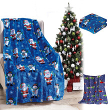 Couverture en flanelle imprimée motifs de Noël, plaid chaud et moelleux pour canapé, sofa, lit