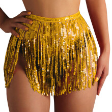 Costume de baie pentru femei, costum de baie scurt cu paiete, fustă cu franjuri, plajă, wrap, bikini strălucitor, wrap-uri, costume de baie