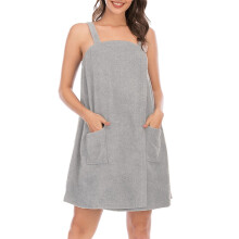 Vestido toalla ligero para baño/ducha para mujer, ideal para spa o baño - Gris