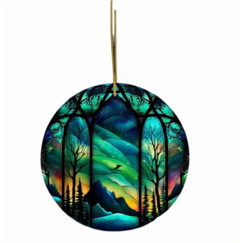 Iriserend 2D rond kerstboomornament