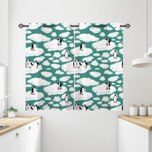 Rideaux de cuisine Pingouin, à œillets, imperméables, à motif animal, rideaux occultants pour chambre/salle de bain/café – 2 panneaux, 70 x 99