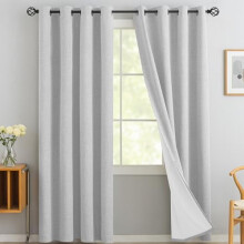 White Blackout Curtains 52x84 in, Thermal Grommet, 2 Panels