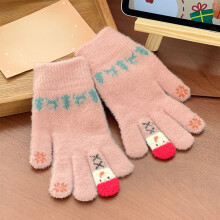 Niedliche, gestrickte Touchscreen-Handschuhe mit Schneemannmotiv, warme Winterhandschuhe für Damen, Fünf-Finger-Design für Schüler und den