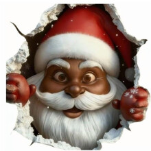 Sticker mural de Noël 3D Père Noël – Décoration de Noël amovible et facile à coller/décoller pour fenêtre/porte, compatible avec les