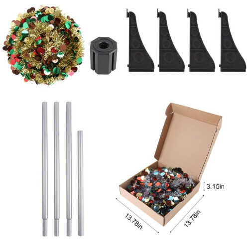 Topwoner 5Ft Popup Collapsible Sequin Tinsel Artificial Tree St Decorations 2