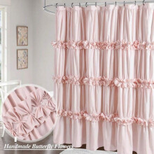 Victorian Ruffle Shower Curtain 72x72in Microfiber with Bow