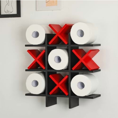 Træ Tic Tac Toe toiletpapirholder 40x40cm