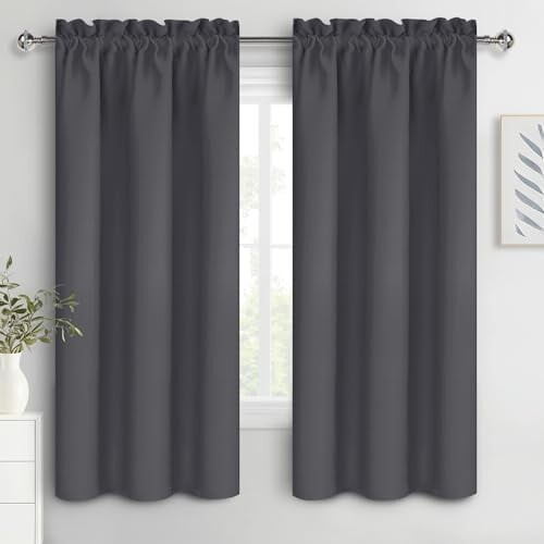 Blackout Curtains 42x63 in Dark Grey Polyester 2-Pack