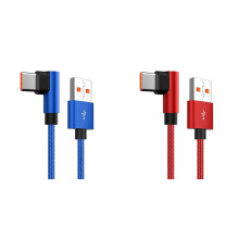 Cabo USB-A para USB-C com ângulo reto de 90 e revestimento em nylon trançado, carregamento rápido de 66 W, 1,8 m (6 pés), compatível com