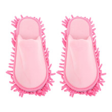 Pink Chenille Mop Slippers, Washable & Detachable