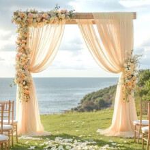 Tissu pour arche de mariage, 2 panneaux de 71 cm x 58 m, rideau de fond couleur champagne, décorations d'arche et de plafond pour cérémonie et