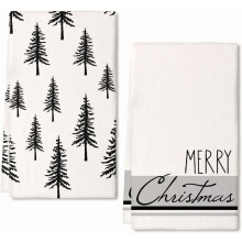 Christmas Kitchen Towels Set of 2,Black Xmas Tree Dish Towels 18x26 Inch,Hoilday Farmhouse Home Decoration AD101