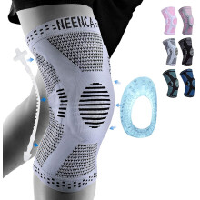Kniebandage zur Schmerzlinderung mit Gelpolstern für die Kniescheibe und seitlichen Stabilisatoren. Knieorthese bei Meniskusriss, Kreuzbandriss,