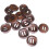 Round Sewing Buttons Coffee Brown Wood 10 Pack 30mm 3
