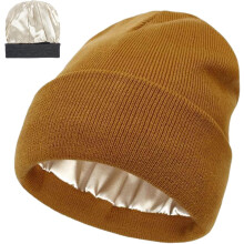 Belvado Mütze mit Satinfutter, Belvado Mütze mit Seidenfutter, Strickmütze mit Bündchen und Seidenfutter, warme Wintermütze für Damen und Herren