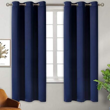 Rideaux occultants pour chambre à coucher - Rideaux occultants thermiques à œillets pour salon, lot de 2 panneaux (38 x 63 pouces, bleu marine)
