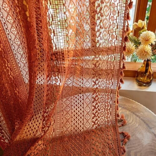 Burnt Orange Boho Valance 59x18 in Cotton Blend