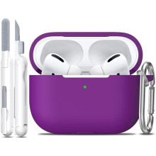 Yhteensopiva AirPods Pro 2nd/1st Gen -mallien kanssa, violetti silikonikuori puhdistussarjalla ja avaimenperällä