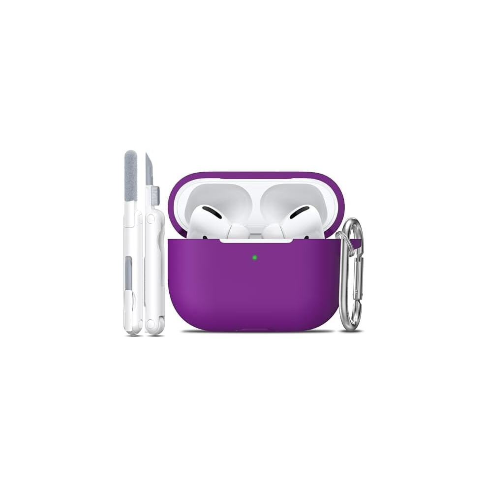 Compatible with AirPods Pro 2nd/1st Gen Violet Silicone Case with Cleaner Kit & Keychain