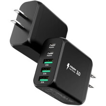 ZLCUSB C-laddningsblock, 2-pack, 50W 5-portars snabbladdningskub för kompatibel med iPhone 17/16/15/14/13/12/11Pro Max XS, iPad, Samsung med flera