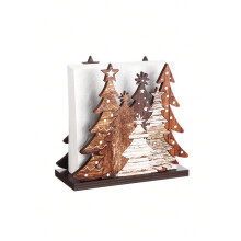 Christmas Tree Napkin Holder, Rustic Wood Dispenser for Holiday Table