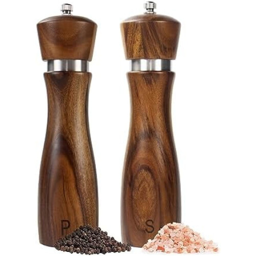 Salt- och pepparkvarn i akaciaträ – 2-pack