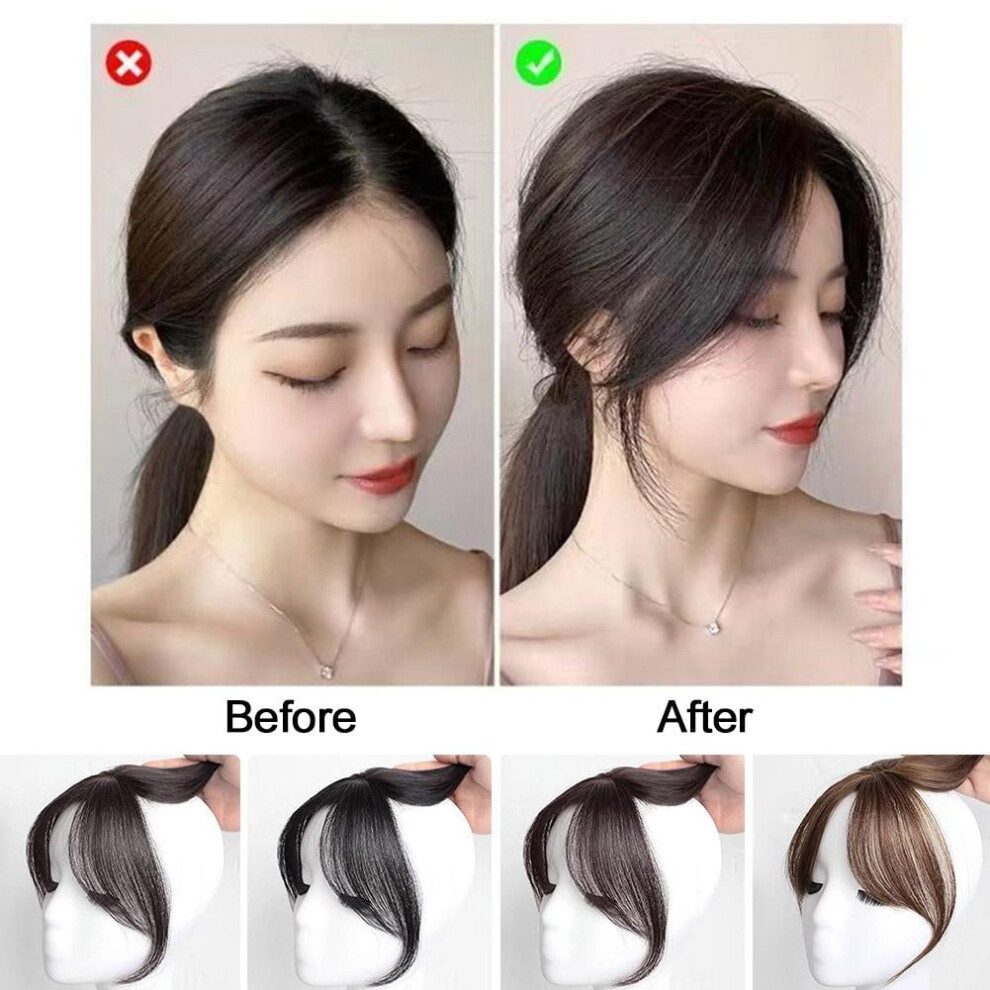 Unisex Black Natural 3D Eight-Character Bangs Wig For Women, Middle-Parted, Thin & Realistic Hairline, Fetal Hair Effect