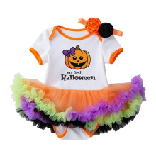 Vestido pelele para bebé niña con estampado de calabazas, manga corta, 3-6 meses