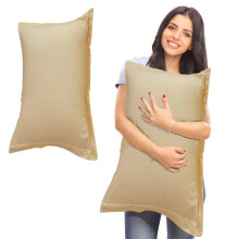 Taies d'oreiller en coton lavé de qualité supérieure (lot de 2, 48 x 74 cm) - Housses d'oreiller surdimensionnées, de couleur unie, au design