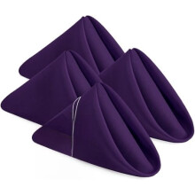 [24 Pack, Purple] Cloth Napkins 17x17 Inches, 100% Polyester Hemmed Edges, Washable and Reusable Ideal for Parties, Weddings and Dinners