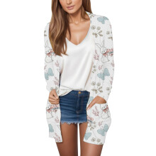 Oster-Cardigan für Damen, offener, leichter Freizeit-Cardigan mit Osterhasen-Print und Tasche