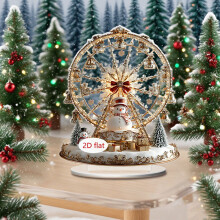 Santa Snowman Ornament 2D Flat Gold Christmas Decor