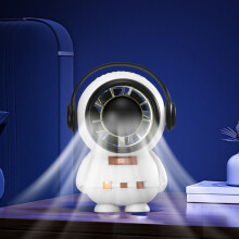 Mini ventilador portátil em formato de astronauta – Ventilador de mesa recarregável com luz noturna, compatível com carregamento USB.
