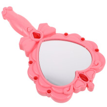 Espejo de juguete para niñas, sin mano, rosa brillante