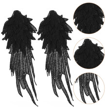 Schwarze Polyester-Spitzenstickerei-Applikationen, 1 Paar