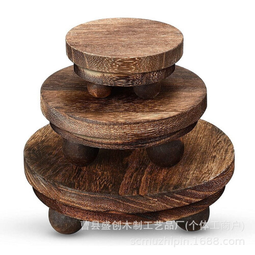 Ensemble de 3 présentoirs en bois de 10 x 10 x 4,5 cm
