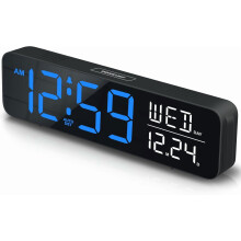 Large Display Digital Alarm Clock with Date, Dimmable &