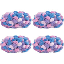 4 rollos de 600 g de hilo Pomp-A-Doodle, 100 % poliéster, hilo con pompones de gominola para ganchillo, punto, mantas, alfombras y nidos para