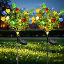 Solar-Gartenleuchten, 2er-Pack – 11 LED Gardenien-Blumensteckerleuchten, IP65 wasserdicht, 8–12 Stunden automatische Ein-/Ausschaltfunktion für