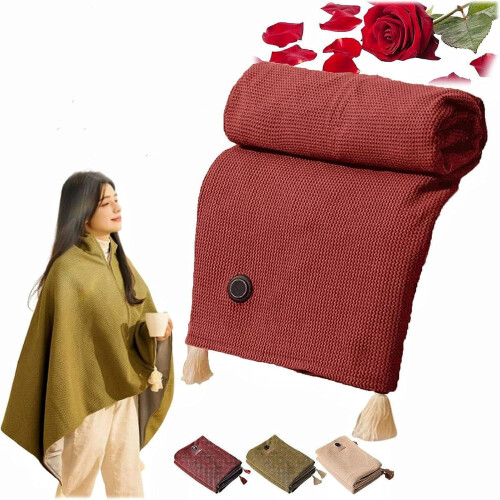 Xale aquecido feminino 147 x 81 cm (58 x 32 polegadas), 3 níveis de aquecimento, USB