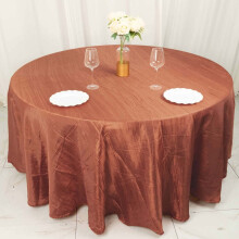 Terracotta Crinkled Taffeta Round Tablecloth 120 in